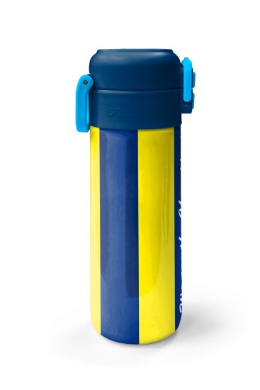Coral High Kids Sarı Lacivert Çubuklu Pipetli ve Direkt İçim Çelik Termos 500 ml 31791 - 5