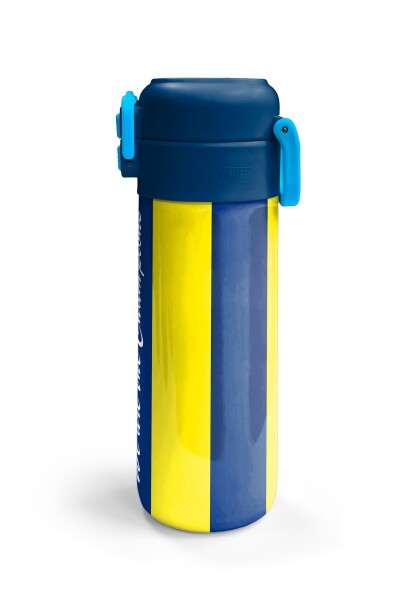 Coral High Kids Sarı Lacivert Çubuklu Pipetli ve Direkt İçim Çelik Termos 500 ml 31791 - 6