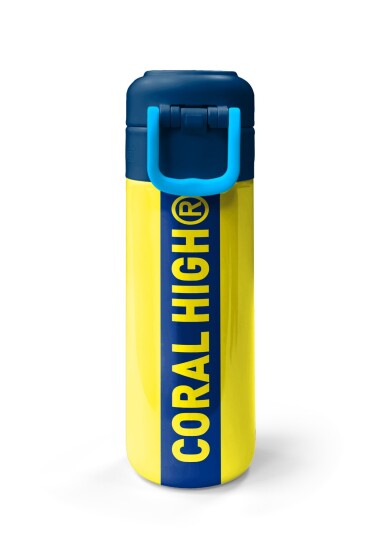 Coral High Kids Sarı Lacivert Çubuklu Pipetli ve Direkt İçim Çelik Termos 500 ml 31791 - 7