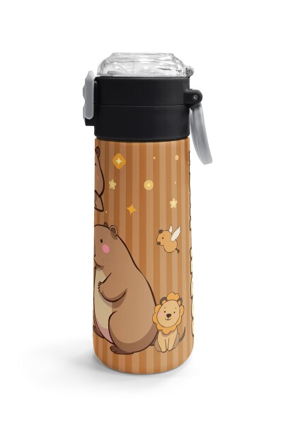 Coral High Kids Kapibara Desenli Pipetli ve Direkt İçim Çelik Termos 500 ml 31790 - 3