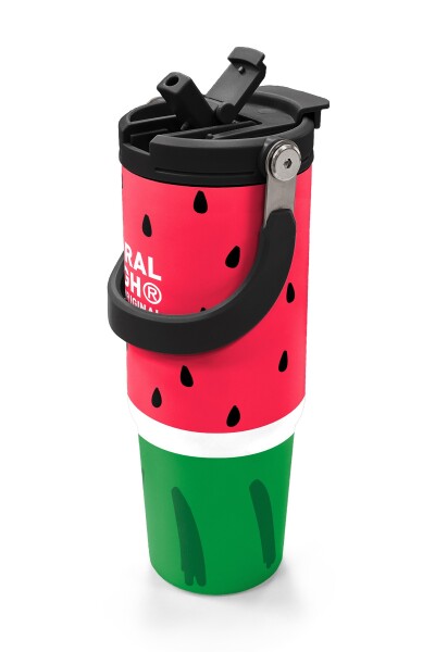 Coral High Kids Kırmızı Yeşil Karpuz Desenli Pipetli ve Direkt İçim Çelik Termos 900 ml 38745 - 2