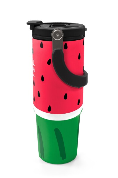 Coral High Kids Kırmızı Yeşil Karpuz Desenli Pipetli ve Direkt İçim Çelik Termos 900 ml 38745 - 5