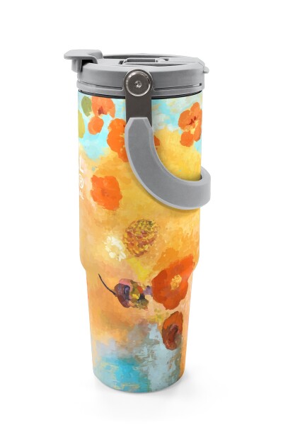 Coral High Çicek Desenli Pipetli ve Direkt İçim Çelik Termos 900 ml 38739 - 5