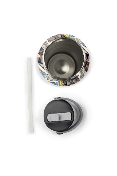 Coral High Çizgi Roman Desenli Katlanır Ağızlıklı Çelik Termos 650 ml 38315 - 6