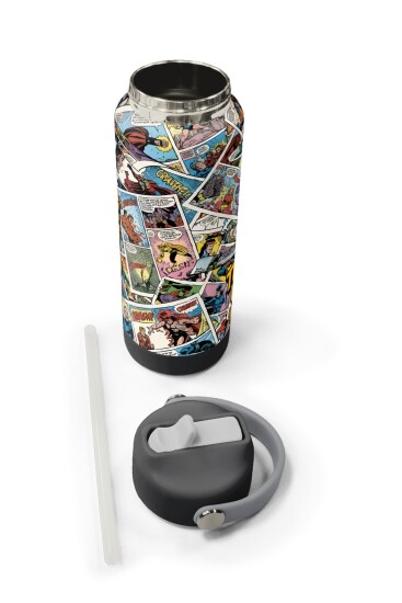 Coral High Çizgi Roman Desenli Katlanır Ağızlıklı Çelik Termos 650 ml 38315 - 5