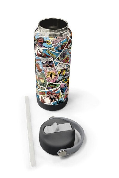 Coral High Çizgi Roman Desenli Katlanır Ağızlıklı Çelik Termos 650 ml 38315 - 5