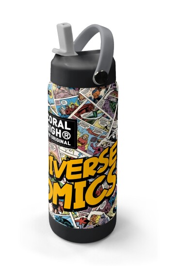 Coral High Çizgi Roman Desenli Katlanır Ağızlıklı Çelik Termos 650 ml 38315 - 2