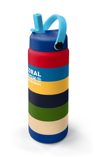 Coral High Çok Renkli Çizgi Desenli Katlanır Ağızlıklı Çelik Termos 650 ml 38312 - 2