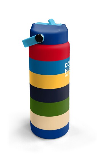 Coral High Çok Renkli Çizgi Desenli Katlanır Ağızlıklı Çelik Termos 650 ml 38312 - 3