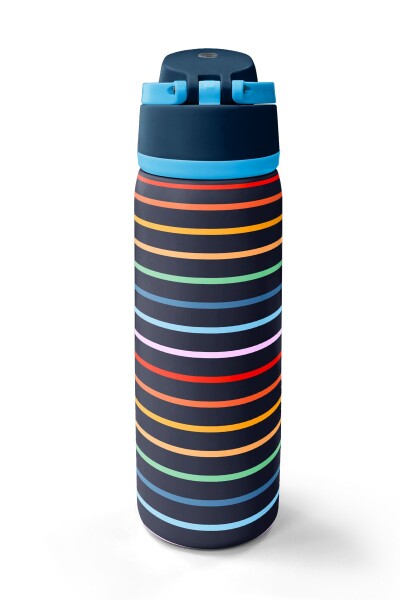Coral High Çok Renkli Çizgi Desenli Pipetli ve Direkt İçim Çelik Termos 800 ml 38509 - 6