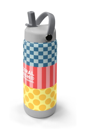 Coral High Çok Renkli Dama Çizgi Puantiye Desenli Katlanır Ağızlıklı Çelik Termos 650 ml 38304 - 2