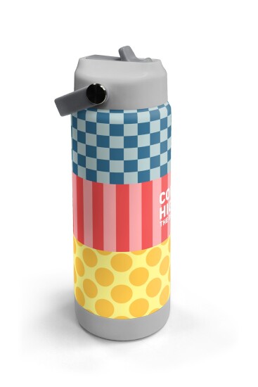 Coral High Çok Renkli Dama Çizgi Puantiye Desenli Katlanır Ağızlıklı Çelik Termos 650 ml 38304 - 3