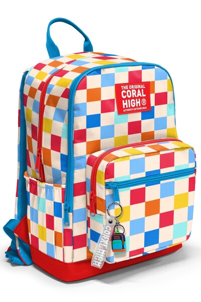 Coral High Çok Renkli Dama Desenli 3’lü Okul Çanta Seti SET0133225 - 2
