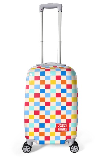 Coral High Çok Renkli Dama Desenli Kabin Boy Valiz (50cm) 16557 - Coral High