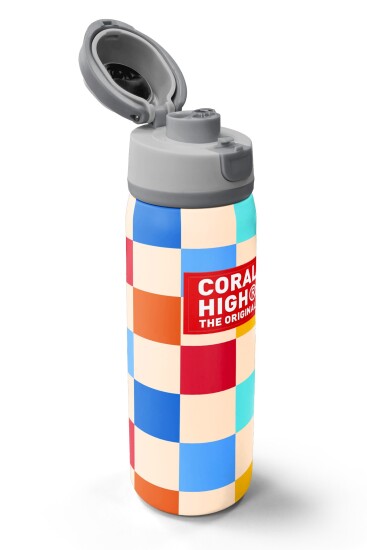 Coral High Çok Renkli Dama Desenli Pipetli ve Direkt İçim Çelik Termos 800 ml 38503 - 3