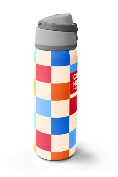 Coral High Çok Renkli Dama Desenli Pipetli ve Direkt İçim Çelik Termos 800 ml 38503 - 4