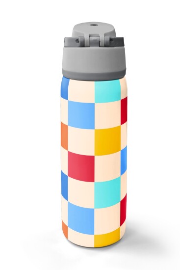 Coral High Çok Renkli Dama Desenli Pipetli ve Direkt İçim Çelik Termos 800 ml 38503 - 6