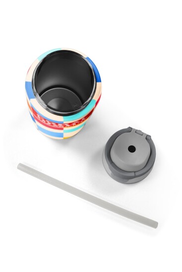 Coral High Çok Renkli Dama Desenli Pipetli ve Direkt İçim Çelik Termos 800 ml 38503 - 8