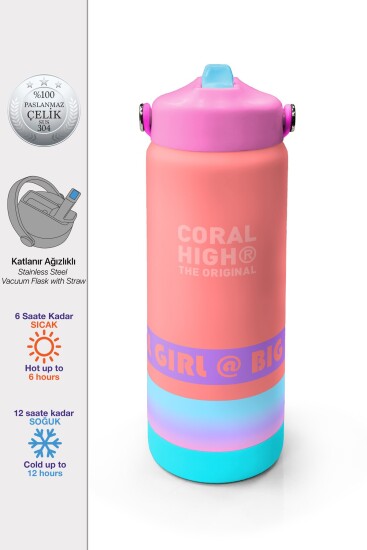 Coral High Çok Renkli Desenli Katlanır Ağızlıklı Çelik Termos 650 ml 38373 - 1