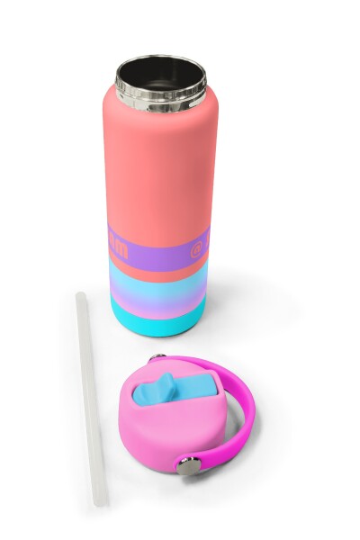 Coral High Çok Renkli Desenli Katlanır Ağızlıklı Çelik Termos 650 ml 38373 - 5