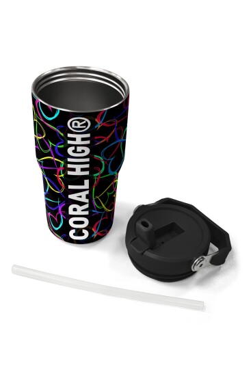 Coral High Çok Renkli Kalp Desenli Katlanır Ağızlıklı Çelik Termos 600 ml 38915 - 7