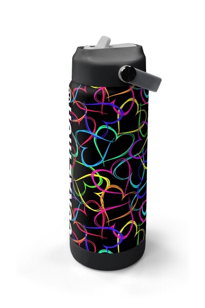 Coral High Çok Renkli Kalp Lavanta Kamuflaj Desenli Katlanır Ağızlıklı Çelik Termos 650 ml 38382 - 4