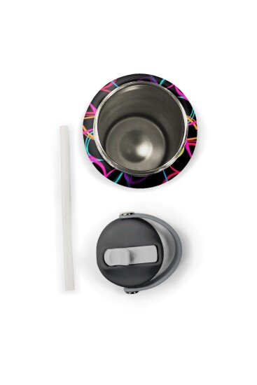 Coral High Çok Renkli Kalp Lavanta Kamuflaj Desenli Katlanır Ağızlıklı Çelik Termos 650 ml 38382 - 6