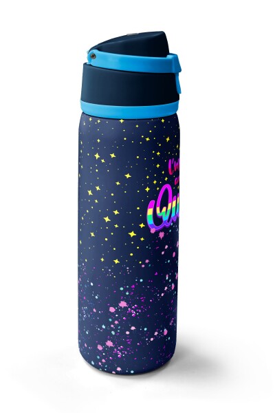 Coral High Çok Renkli Lacivert Desenli Pipetli ve Direkt İçim Çelik Termos 800 ml 38524 - 4