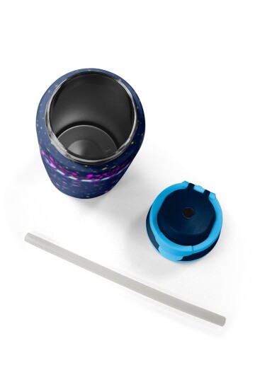 Coral High Çok Renkli Lacivert Desenli Pipetli ve Direkt İçim Çelik Termos 800 ml 38524 - 8