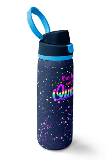 Coral High Çok Renkli Lacivert Desenli Pipetli ve Direkt İçim Çelik Termos 800 ml 38524 - 2