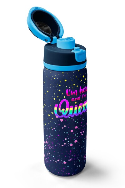 Coral High Çok Renkli Lacivert Desenli Pipetli ve Direkt İçim Çelik Termos 800 ml 38524 - 3