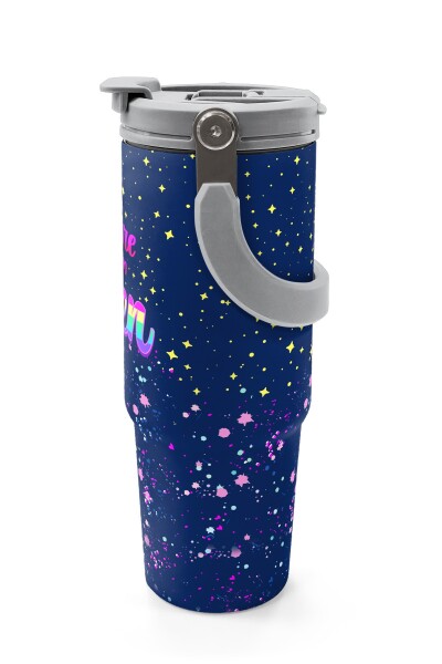 Coral High Çok Renkli Lacivert Desenli Pipetli ve Direkt İçim Çelik Termos 900 ml 38710 - 5