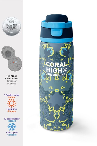 Coral High Çok Renkli Pipetli Çelik Termos 800 ml 38565 - 1