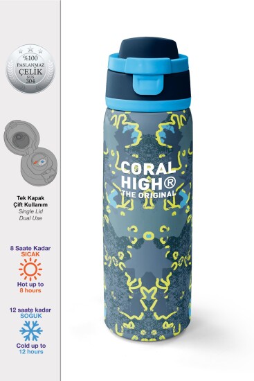 Coral High Çok Renkli Pipetli Çelik Termos 800 ml 38565 - 1