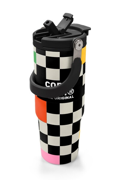 Coral High Dama Desenli Pipetli ve Direkt İçim Çelik Termos 900 ml 38703 - 2