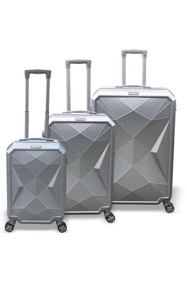 Coral High Diamond ABS Gümüş 3'lü Valiz Seti 16615 
