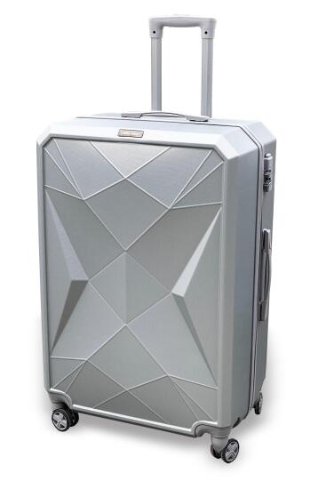 Coral High Diamond ABS Gümüş Büyük Boy Valiz 16618 - 3