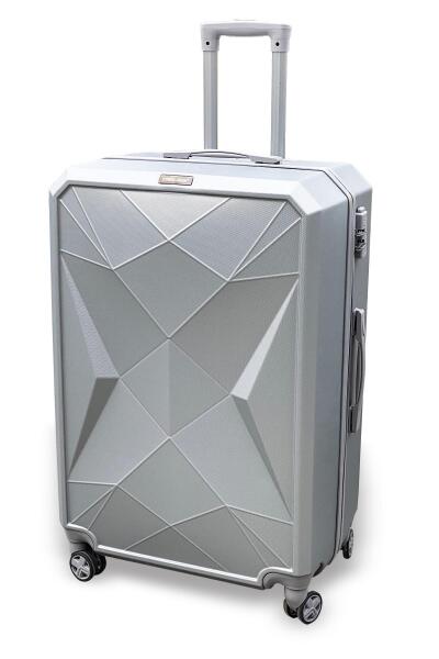 Coral High Diamond ABS Gümüş Büyük Boy Valiz 16618 - 3
