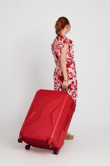 Coral High Diamond ABS Kırmızı Büyük Boy Valiz 16623 - 7