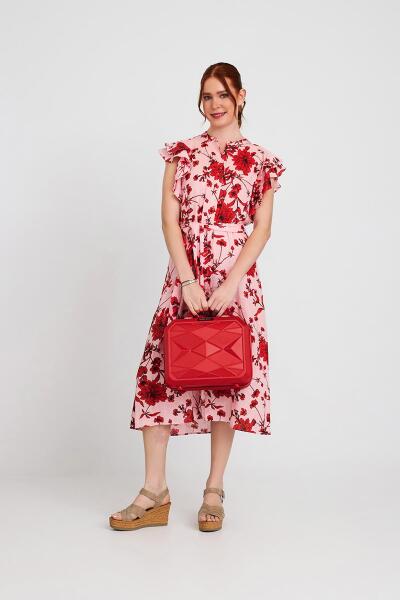 Coral High Diamond ABS Kırmızı Makyaj Çantası 16624 - 8