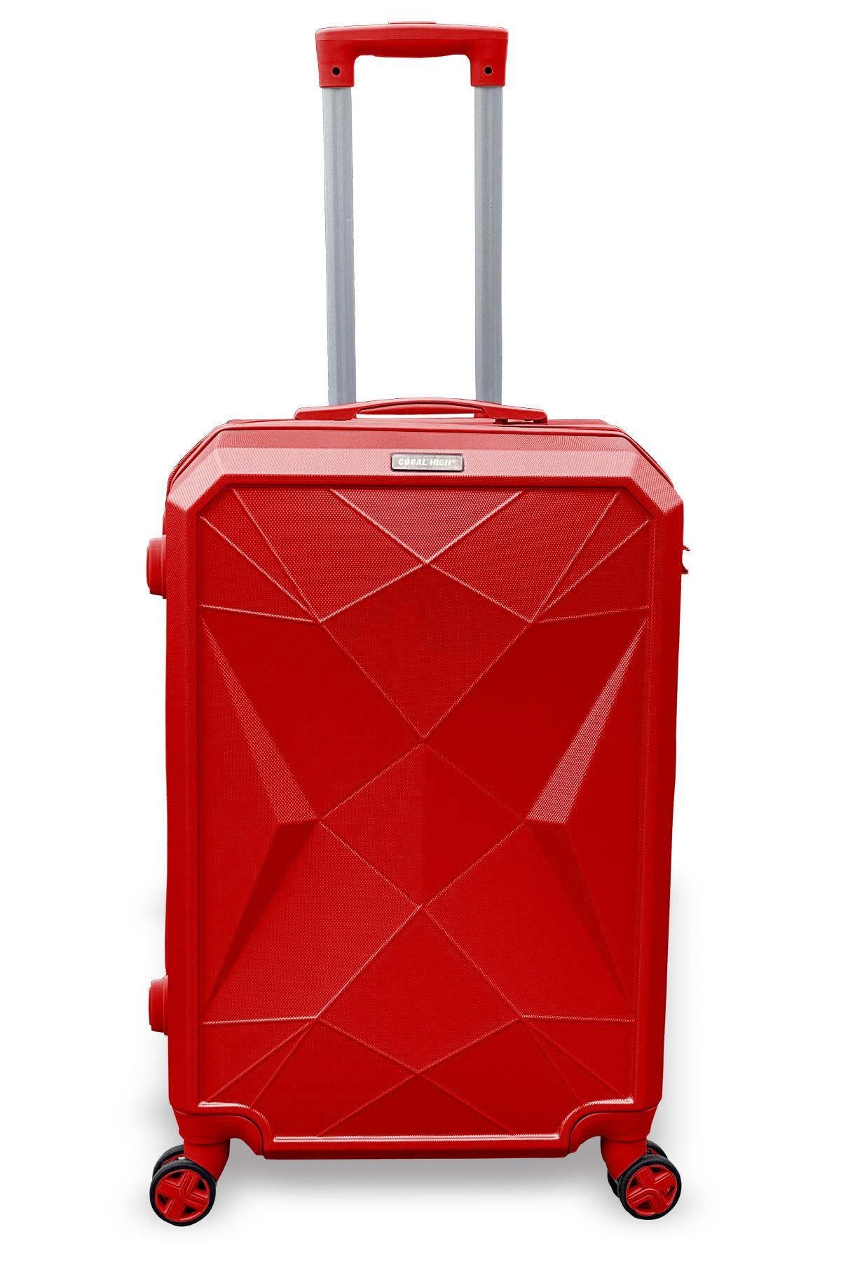 Coral High Diamond ABS Kırmızı Orta Boy Valiz 16622