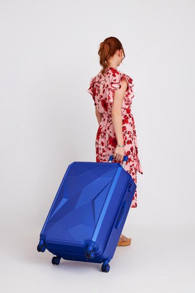 Coral High Diamond ABS Lacivert Büyük Boy Valiz 16608 - 7