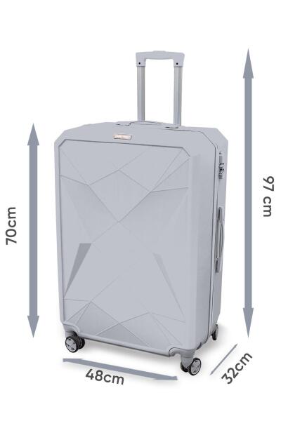 Coral High Diamond ABS Lacivert Büyük Boy Valiz 16608 - 9