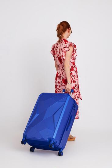 Coral High Diamond ABS Lacivert Büyük Boy Valiz 16608 - 7