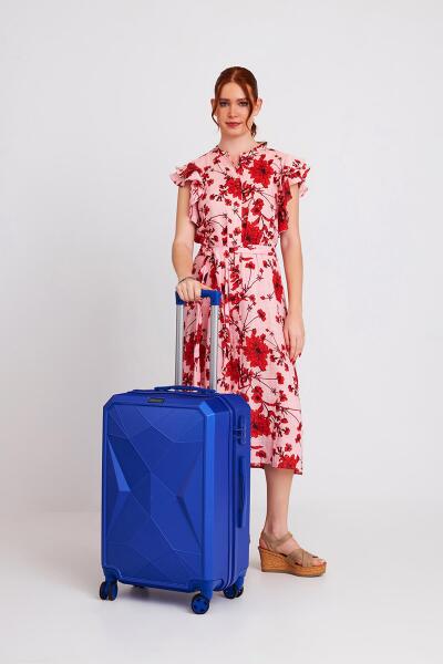 Coral High Diamond ABS Lacivert Orta Boy Valiz 16607 - 2