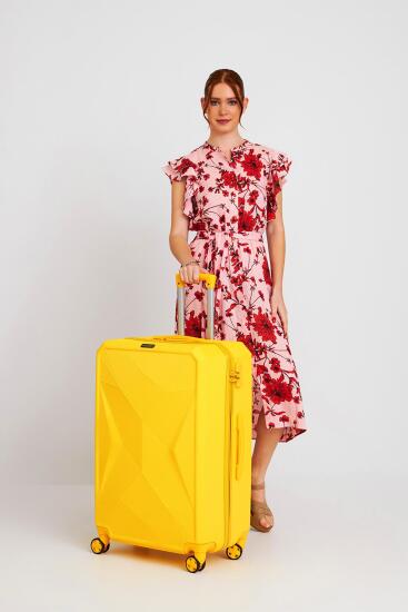Coral High Diamond ABS Sarı Büyük Boy Valiz 16628 - 2