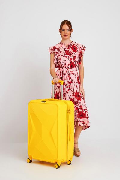 Coral High Diamond ABS Sarı Büyük Boy Valiz 16628 - 2