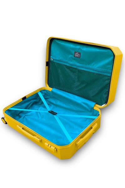 Coral High Diamond ABS Sarı Büyük Boy Valiz 16628 - 6