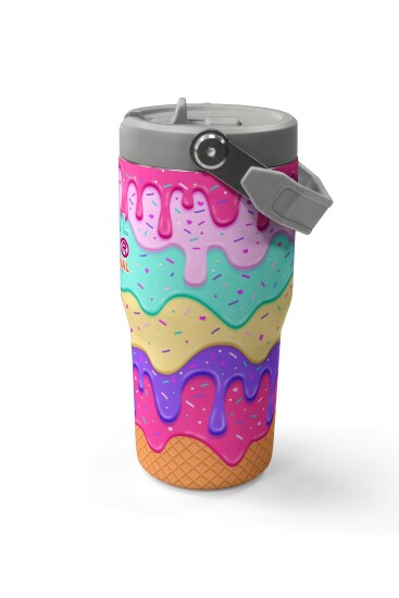 Coral High Dondurma Desenli Katlanır Ağızlıklı Çelik Termos 600 ml 38907 - 6