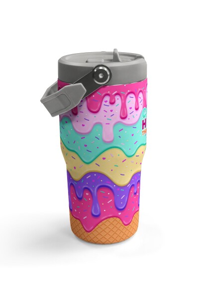 Coral High Dondurma Desenli Katlanır Ağızlıklı Çelik Termos 600 ml 38907 - 4